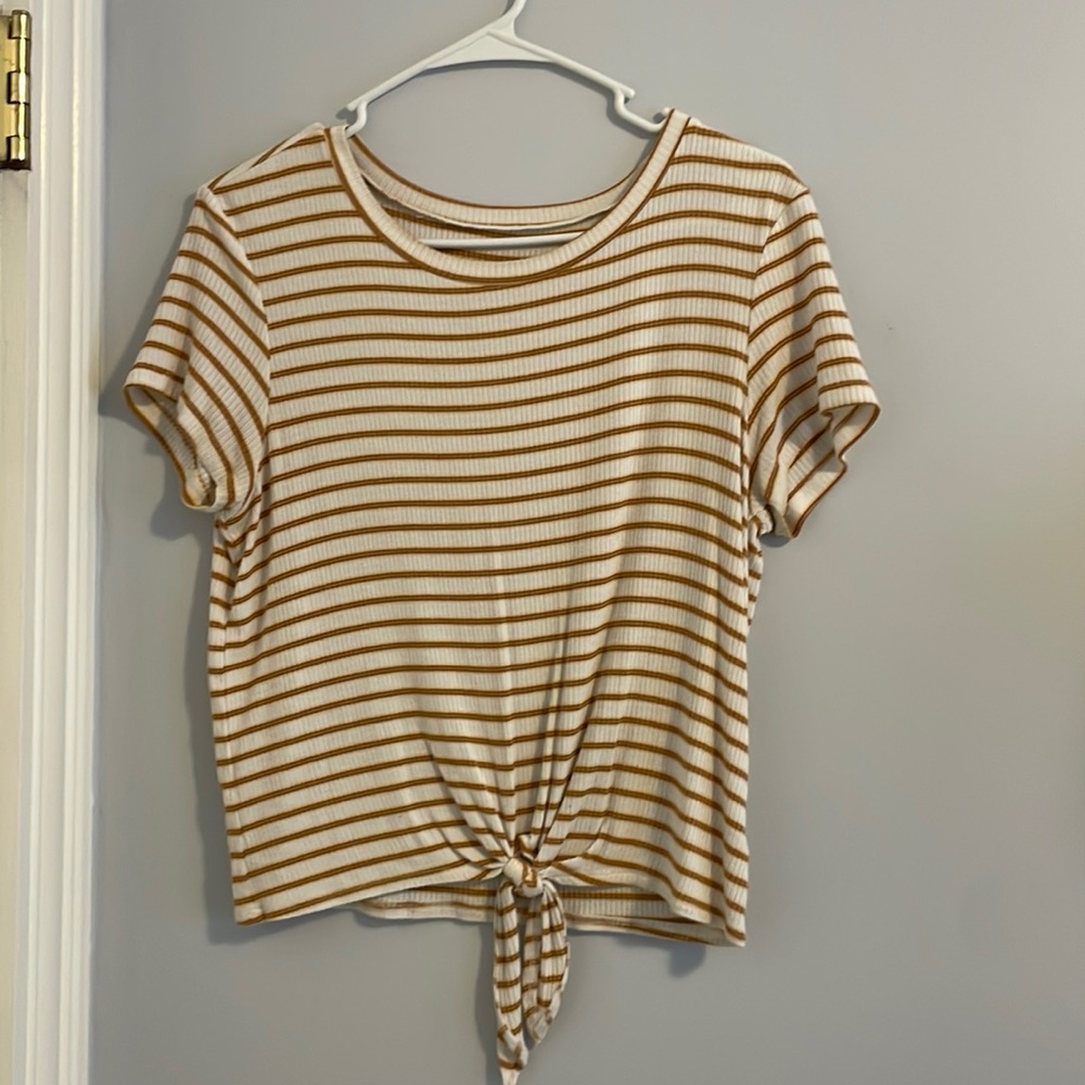 White and yellow striped from American Eagle shirt size medium